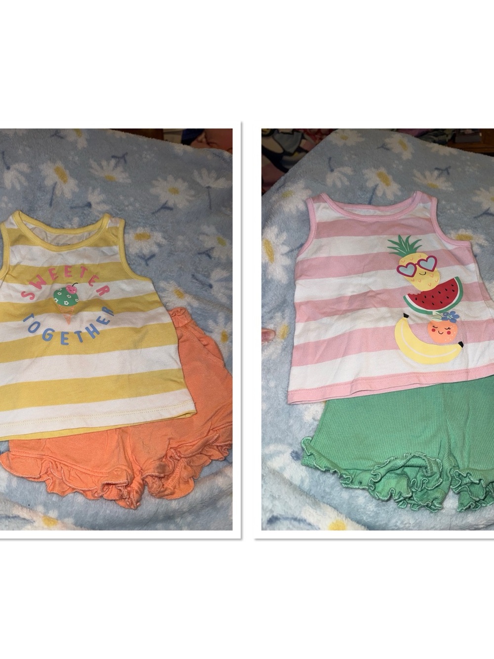 2 Garanimals Baby Girls Size 18 months Two Piece Striped Short Sets Mix & Match